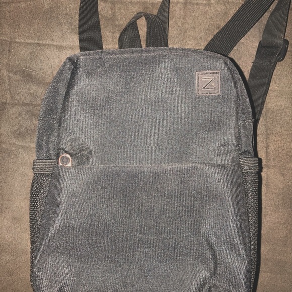None Other - Stylish mini Black Backpack w 2 rose zipper pockets